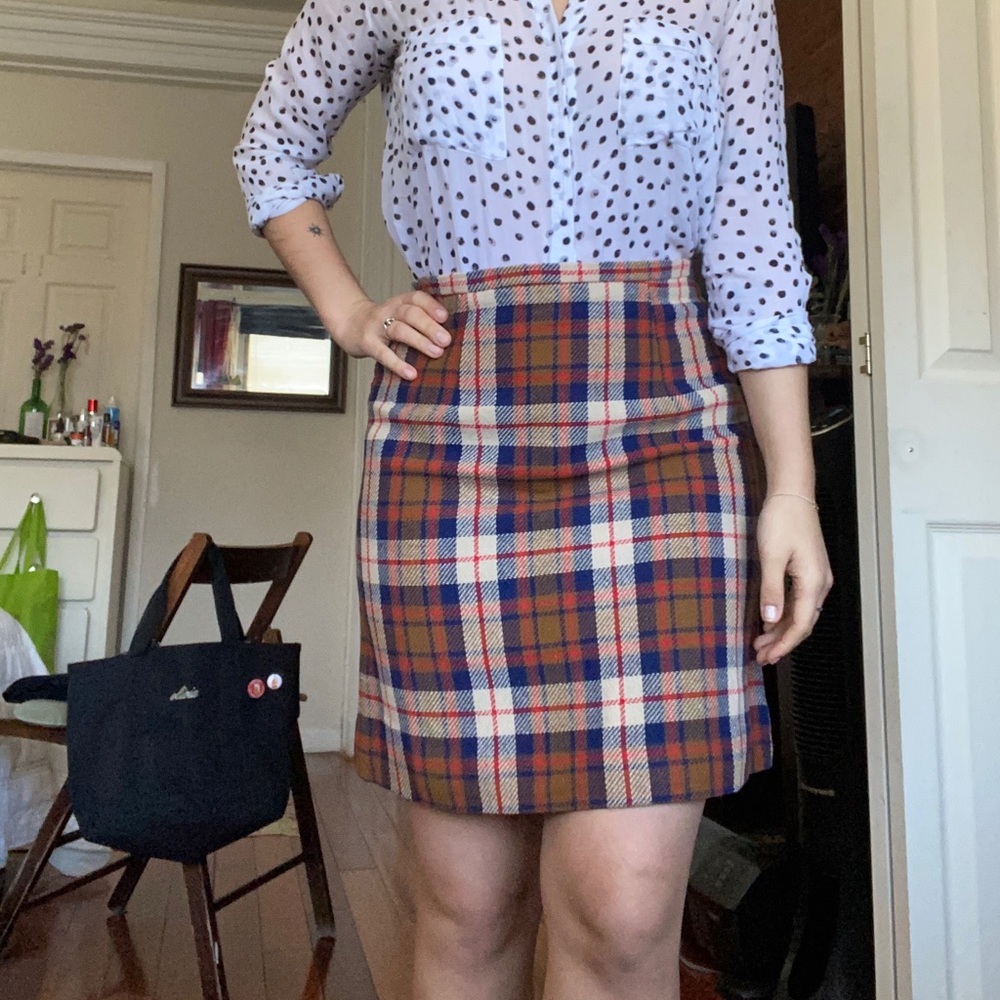 Vintage wool plaid skirt